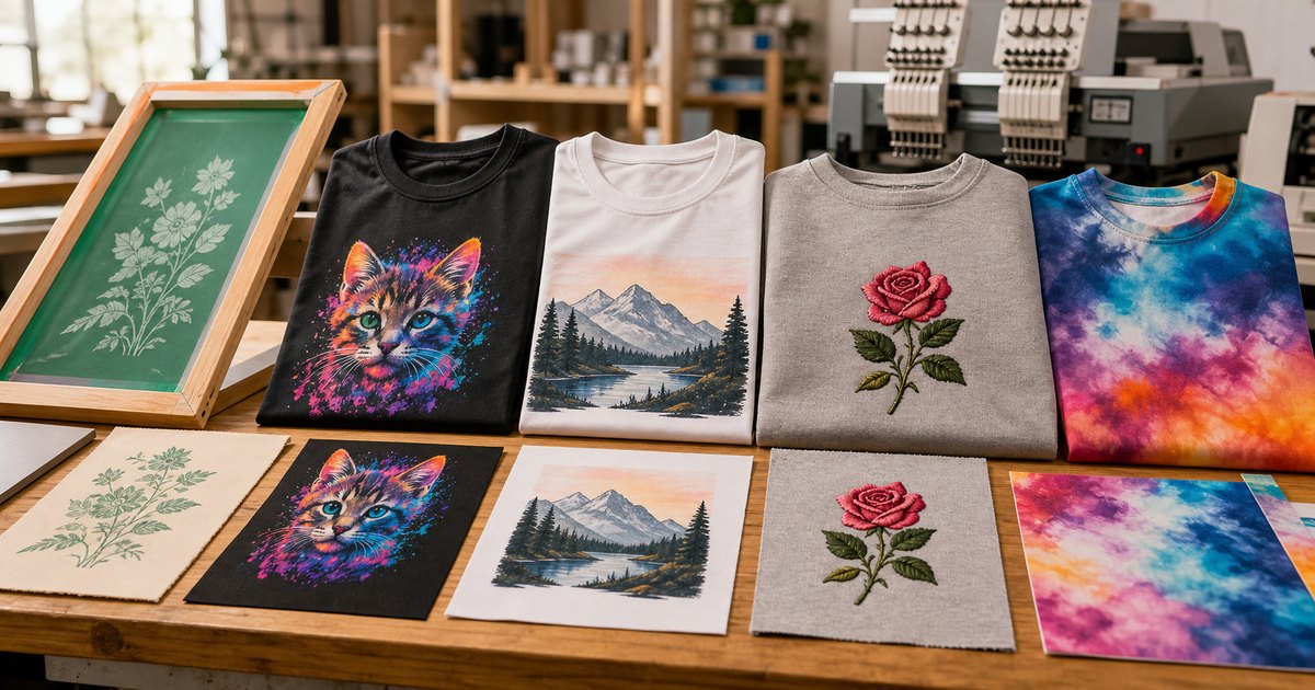刺繍や転写など各種ウェア印刷方法の見本