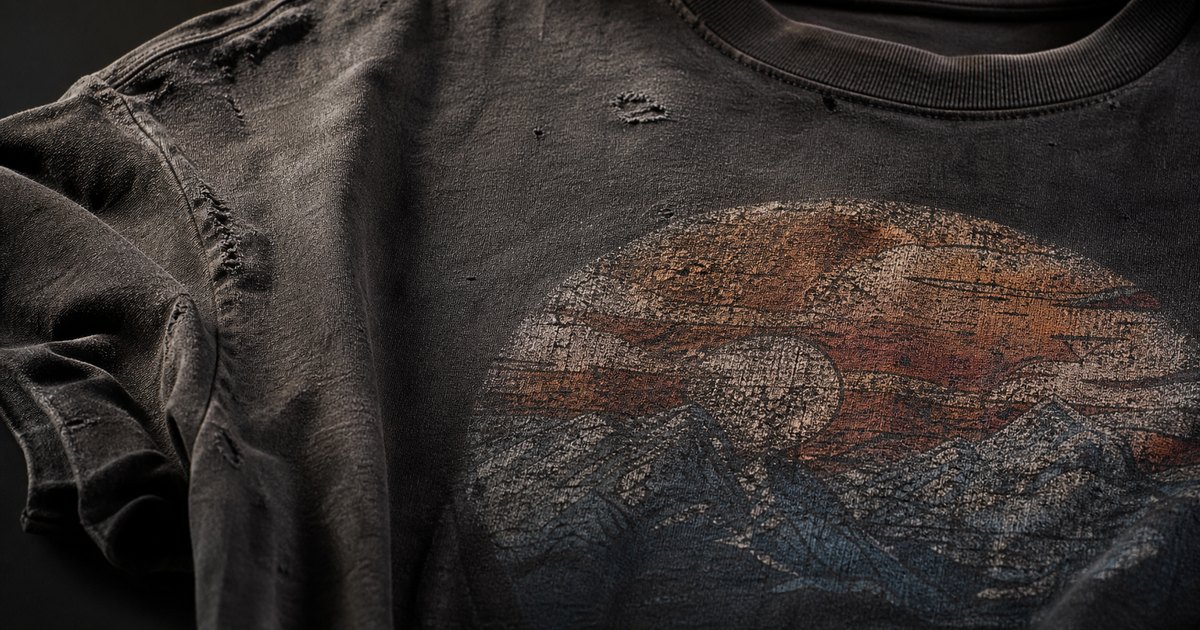 風化したヴィンテージプリントのTシャツ生地