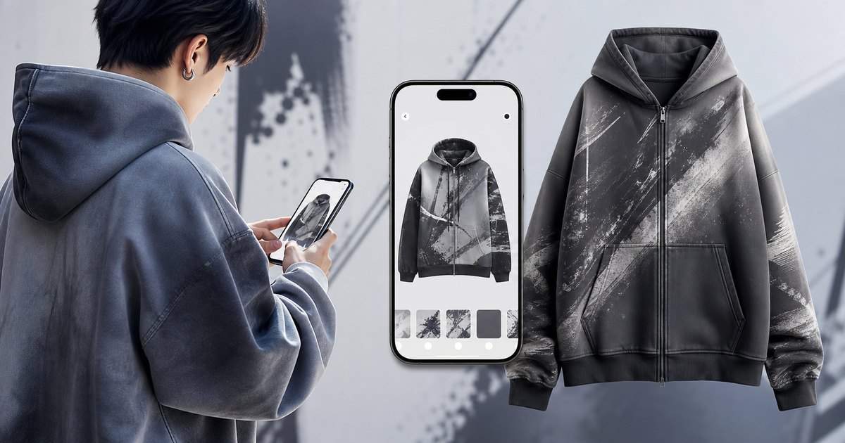 スマートフォンでデザインするオリジナルジップパーカ
